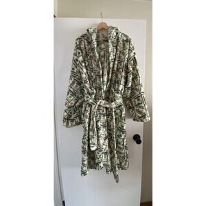 Unisex Plush Fleece Paper Money Robe Size Medium with Hood